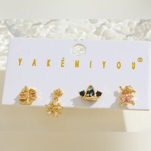 14K Gold Disney Mickey Mouse Fantasia Theme Earring Set Mismatch Asymmetrical